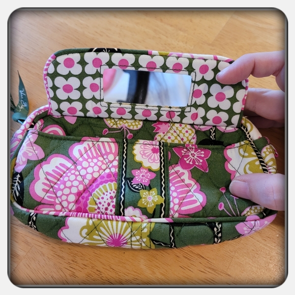 EUC Vera Bradley Vintage Olivia Pink Mirrored Cosmetic Bag - Picture 4 of 5